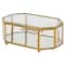 Home Details Large Gold Vintage Mirrored Bottom Octagonal Glass Keepsake Box